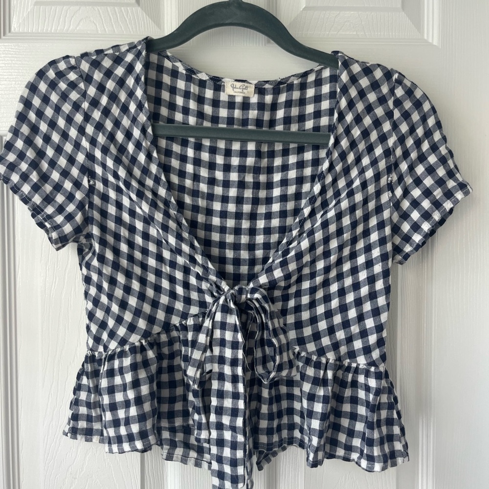 John Galt navy and blue gingham top
